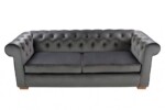 Canapea extensibila Oxford Chesterfield, 88x216x75 cm, 3 locuri, Antracit , Extensibila - imagine 2