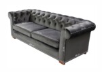 Canapea extensibila Oxford Chesterfield, 88x216x75 cm, 3 locuri, Antracit , Extensibila - imagine 4