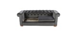 Canapea extensibila Oxford Chesterfield, 88x216x75 cm, 3 locuri, Antracit , Extensibila - imagine 9