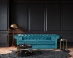 Canapea extensibila Oxford Chesterfield, 88x216x75 cm, 3 locuri, Azur - imagine 18