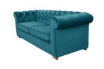 Canapea extensibila Oxford Chesterfield, 88x216x75 cm, 3 locuri, Azur - imagine 3