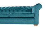 Canapea extensibila Oxford Chesterfield, 88x216x75 cm, 3 locuri, Azur - imagine 10