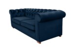 Canapea extensibila Oxford Chesterfield, 88x216x75 cm, 3 locuri, Dark Blue - imagine 3