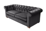 Canapea extensibila Oxford Chesterfield, 88x216x75 cm, 3 locuri, Graphite - imagine 11
