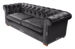 Canapea extensibila Oxford Chesterfield, 88x216x75 cm, 3 locuri, Graphite - imagine 3