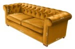 Canapea extensibila Oxford Chesterfield, 88x216x75 cm, 3 locuri, Mustard - imagine 4