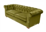 Canapea extensibila Oxford Chesterfield, 88x216x75 cm, 3 locuri, Olive - imagine 4
