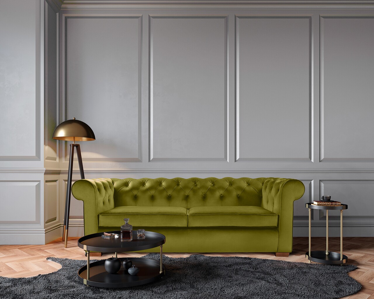 l-canapea-extensibila-oxford-chesterfield-88x216x75-cm-3-locuri-olive Canapea extensibila Oxford Chesterfield, 88x216x75 cm, 3 locuri, Olive - imagine 1