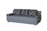 Canapea Extensibila Roma Grey Black Flower 205x90x86 cm + lada de depozitareInterval lungime: Peste 200 cm | Forma: Standard | Tip: Extensibila | Material tapiterie: Textil | Numar locuri: 3 | Garantie: 2 ani - imagine 2