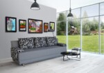 Canapea Extensibila Roma Grey Black Flower 205x90x86 cm + lada de depozitareInterval lungime: Peste 200 cm | Forma: Standard | Tip: Extensibila | Material tapiterie: Textil | Numar locuri: 3 | Garantie: 2 ani