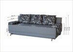 Canapea Extensibila Roma Grey Black Flower 205x90x86 cm + lada de depozitareInterval lungime: Peste 200 cm | Forma: Standard | Tip: Extensibila | Material tapiterie: Textil | Numar locuri: 3 | Garantie: 2 ani - imagine 3