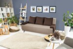 Canapea Extensibila Roma Beige Dark Chocolate 205x90x86 cm + lada de depozitareInterval lungime: Peste 200 cm | Forma: Standard | Tip: Extensibila | Material tapiterie: Textil | Numar locuri: 3 | Garantie: 2 ani