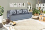 Canapea Extensibila Roma Grey Flower 205x90x86 cm, cu lada de depozitareInterval lungime: Peste 200 cm | Forma: Standard | Tip: Extensibila | Material tapiterie: Textil | Numar locuri: 3 | Garantie: 2 ani