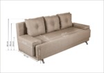 Canapea extensibila Roma Lux Beige 205x90x86 cm + lada de depozitare, bejInterval lungime: Peste 200 cm | Forma: Standard | Tip: Extensibila | Material tapiterie: Textil | Numar locuri: 3 | Garantie: 2 ani - imagine 2
