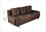 Canapea Extensibila Roma Lux Dark Chocolate 205x90x86 cm + lada de depozitare, maroInterval lungime: Peste 200 cm | Forma: Standard | Tip: Extensibila | Material tapiterie: Textil | Numar locuri: 3 | Garantie: 2 ani - imagine 3