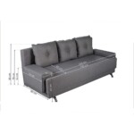 Canapea extensibila Roma Lux Grey 205x90x86 cm + lada de depozitare, griInterval lungime: Peste 200 cm | Forma: Standard | Tip: Extensibila | Material tapiterie: Textil | Numar locuri: 3 | Garantie: 2 ani - imagine 2