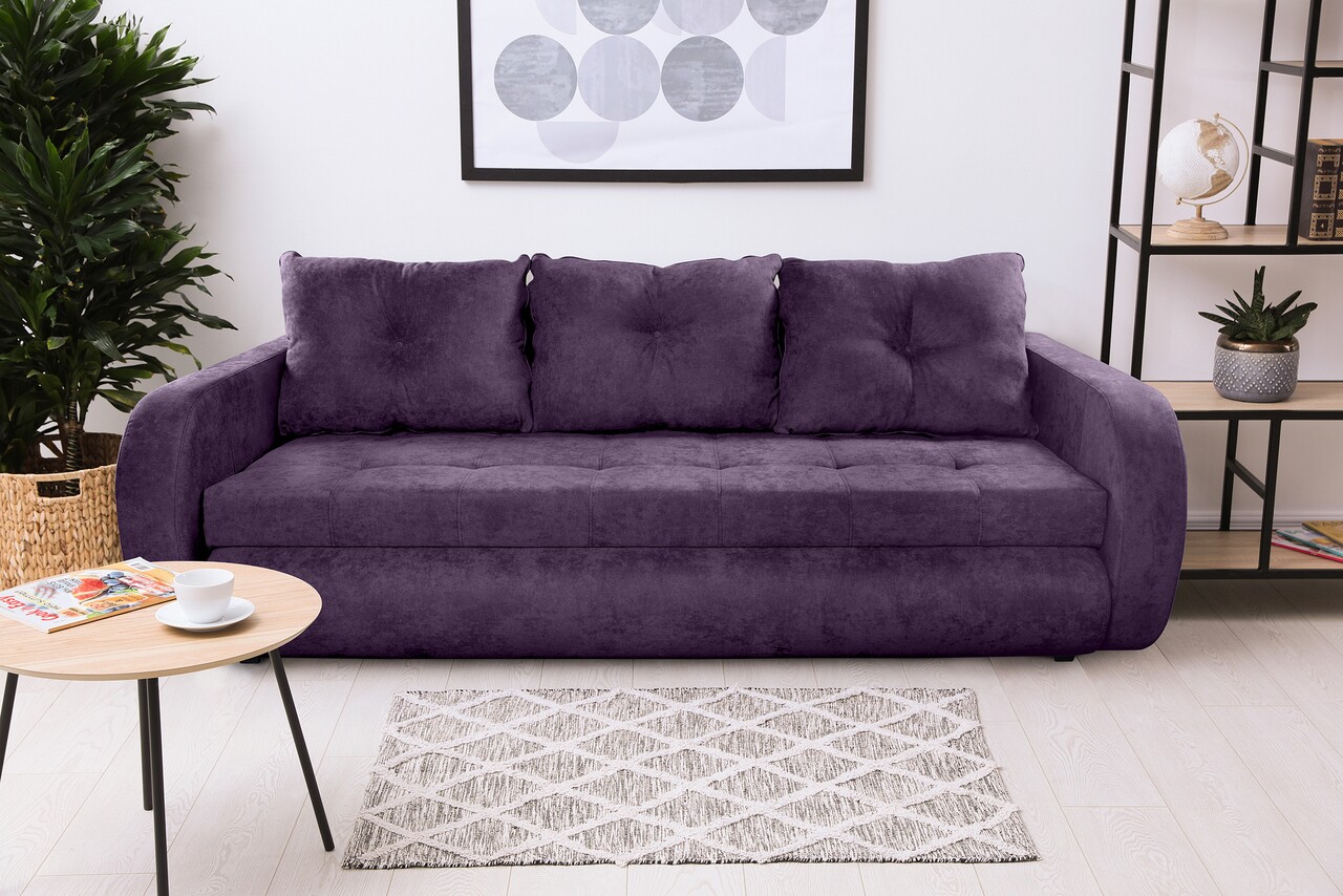 l-canapea-extensibila-siena-230x97x78-cm-cu-lada-de-depozitare-mov Canapea extensibila Siena, 230x97x78 cm, cu lada de depozitare, MovGarantie: 2 ani | Tip: Extensibila | Material cadru: Lemn, MDF, PAL | Interval lungime: Peste 200 cm | Forma: Standard | Numar locuri: 3 - imagine 1