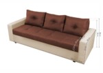 Canapea extensibila, Toledo, 226x90x86 cm, lada de depozitare, Crem/MaroInterval lungime: Peste 200 cm | Forma: Standard | Tip: Extensibila | Material tapiterie: Textil; Piele ecologica | Numar locuri: 3 | Garantie: 2 ani - imagine 3