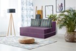 Canapea extensibila Urban Living, 136x80x40 cm Purple/StripesInterval lungime: 101-150 cm | Tip: Extensibila | Compozitie umplutura: Spuma poliuretanica | Garantie: 2 ani | Material tapiterie: Textil | Numar locuri: 2 | Forma: Standard