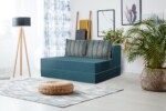 Canapea extensibila Urban Living, 136x80x40 cm Turcoaz/StripesInterval lungime: 101-150 cm | Tip: Extensibila | Compozitie umplutura: Spuma poliuretanica | Garantie: 2 ani | Material tapiterie: Textil | Numar locuri: 2 | Forma: Standard