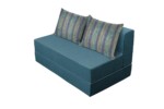 Canapea extensibila Urban Living, 136x80x40 cm Turcoaz/StripesInterval lungime: 101-150 cm | Tip: Extensibila | Compozitie umplutura: Spuma poliuretanica | Garantie: 2 ani | Material tapiterie: Textil | Numar locuri: 2 | Forma: Standard - imagine 3