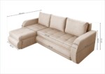 Coltar extensibil reversibil Siena Cream 243x141x81 cm cu lada de depozitareInterval lungime: Peste 200 cm | Forma: Coltar | Tip: Extensibila | Material tapiterie: Textil | Numar locuri: 3 | Garantie: 2 ani - imagine 2