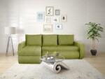 Coltar extensibil reversibil Siena Lime 243x141x81 cm cu lada de depozitareInterval lungime: Peste 200 cm | Forma: Coltar | Tip: Extensibila | Material tapiterie: Textil | Numar locuri: 3 | Garantie: 2 ani