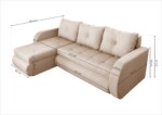 Coltar extensibil reversibil Siena Lux Cream 243x141x81 cm cu lada de depozitareInterval lungime: Peste 200 cm | Forma: Coltar | Tip: Extensibila | Material tapiterie: Textil | Numar locuri: 3 | Garantie: 2 ani - imagine 2