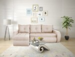Coltar extensibil reversibil Siena Lux Cream 243x141x81 cm cu lada de depozitareInterval lungime: Peste 200 cm | Forma: Coltar | Tip: Extensibila | Material tapiterie: Textil | Numar locuri: 3 | Garantie: 2 ani