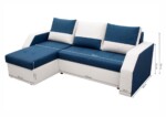 Coltar extensibil Madrid, 226x145x79 cm, 2 lazi depozitare, Reversibil, Alb/Albastru petrolGarantie: 2 ani | Interval lungime: Peste 200 cm | Tip: Extensibila | Material cadru: Lemn + Pal + MDF | Forma: Coltar | Material tapiterie: Textil; Piele ecologica | Numar locuri: 3 - imagine 2