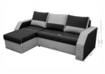 Coltar extensibil Madrid, 226x145x79 cm, 2 lazi depozitare, Reversibil, Gri/NegruGarantie: 2 ani | Interval lungime: Peste 200 cm | Tip: Extensibila | Material cadru: Lemn + Pal + MDF | Forma: Coltar | Material tapiterie: Textil; Piele ecologica | Numar locuri: 3 - imagine 2