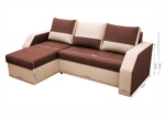 Coltar extensibil Madrid, 226x145x79 cm, 2 lazi depozitare, Reversibil, Maro/BejGarantie: 2 ani | Interval lungime: Peste 200 cm | Tip: Extensibila | Material cadru: Lemn + Pal + MDF | Forma: Coltar | Material tapiterie: Textil; Piele ecologica | Numar locuri: 3 - imagine 2