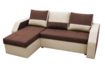 Coltar extensibil Madrid, 226x145x79 cm, 2 lazi depozitare, Reversibil, Maro/BejGarantie: 2 ani | Interval lungime: Peste 200 cm | Tip: Extensibila | Material cadru: Lemn + Pal + MDF | Forma: Coltar | Material tapiterie: Textil; Piele ecologica | Numar locuri: 3 - imagine 6