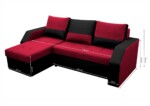 Coltar extensibil Madrid, 226x145x79 cm, 2 lazi depozitare, Reversibil, Rosu/NegruGarantie: 2 ani | Interval lungime: Peste 200 cm | Tip: Extensibila | Material cadru: Lemn + Pal + MDF | Forma: Coltar | Material tapiterie: Textil; Piele ecologica | Numar locuri: 3 - imagine 2