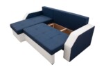 Coltar extensibil Madrid, 226x145x79 cm, 2 lazi depozitare, Reversibil, Alb/Albastru petrolGarantie: 2 ani | Interval lungime: Peste 200 cm | Tip: Extensibila | Material cadru: Lemn + Pal + MDF | Forma: Coltar | Material tapiterie: Textil; Piele ecologica | Numar locuri: 3 - imagine 7