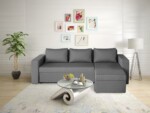Coltar extensibil reversibil Napoli Gri, cu lada de depozitare, 247x148x78 cmTip: Extensibila | Interval lungime: Peste 200 cm | Forma: Coltar | Material tapiterie: Textil | Numar locuri: 3