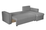 Coltar extensibil reversibil Napoli Gri, cu lada de depozitare, 247x148x78 cmTip: Extensibila | Interval lungime: Peste 200 cm | Forma: Coltar | Material tapiterie: Textil | Numar locuri: 3 - imagine 8