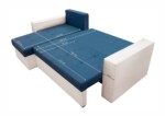Coltar extensibil Toledo, 226x145x79 cm, 2 lazi depozitare, Reversibil, Alb/Albastru petrolInterval lungime: Peste 200 cm | Tip: Extensibila | Material cadru: Lemn + Pal + MDF | Forma: Coltar | Material tapiterie: Textil; Piele ecologica | Numar locuri: 3 - imagine 4
