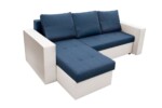 Coltar extensibil Toledo, 226x145x79 cm, 2 lazi depozitare, Reversibil, Alb/Albastru petrolInterval lungime: Peste 200 cm | Tip: Extensibila | Material cadru: Lemn + Pal + MDF | Forma: Coltar | Material tapiterie: Textil; Piele ecologica | Numar locuri: 3 - imagine 9
