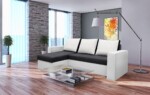 Coltar extensibil Toledo, 226x145x79 cm, 2 lazi depozitare, Reversibil, Alb/AntracitInterval lungime: Peste 200 cm | Tip: Extensibila | Material cadru: Lemn + Pal + MDF | Forma: Coltar | Material tapiterie: Textil; Piele ecologica | Numar locuri: 3 - imagine 2