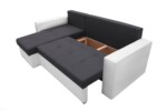 Coltar extensibil Toledo, 226x145x79 cm, 2 lazi depozitare, Reversibil, Alb/AntracitInterval lungime: Peste 200 cm | Tip: Extensibila | Material cadru: Lemn + Pal + MDF | Forma: Coltar | Material tapiterie: Textil; Piele ecologica | Numar locuri: 3 - imagine 12