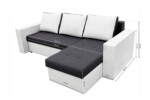 Coltar extensibil Toledo, 226x145x79 cm, 2 lazi depozitare, Reversibil, Alb/AntracitInterval lungime: Peste 200 cm | Tip: Extensibila | Material cadru: Lemn + Pal + MDF | Forma: Coltar | Material tapiterie: Textil; Piele ecologica | Numar locuri: 3 - imagine 3