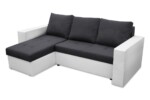 Coltar extensibil Toledo, 226x145x79 cm, 2 lazi depozitare, Reversibil, Alb/AntracitInterval lungime: Peste 200 cm | Tip: Extensibila | Material cadru: Lemn + Pal + MDF | Forma: Coltar | Material tapiterie: Textil; Piele ecologica | Numar locuri: 3 - imagine 5