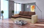 Coltar extensibil Toledo, 226x145x79 cm, 2 lazi depozitare, Reversibil, Bej/MaroInterval lungime: Peste 200 cm | Tip: Extensibila | Material cadru: Lemn + Pal + MDF | Forma: Coltar | Material tapiterie: Textil; Piele ecologica | Numar locuri: 3 - imagine 2