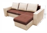 Coltar extensibil Toledo, 226x145x79 cm, 2 lazi depozitare, Reversibil, Bej/MaroInterval lungime: Peste 200 cm | Tip: Extensibila | Material cadru: Lemn + Pal + MDF | Forma: Coltar | Material tapiterie: Textil; Piele ecologica | Numar locuri: 3 - imagine 3