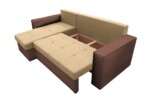 Coltar extensibil Toledo, 226x145x79 cm, 2 lazi depozitare, Reversibil, Maro/CremInterval lungime: Peste 200 cm | Tip: Extensibila | Material cadru: Lemn + Pal + MDF | Forma: Coltar | Material tapiterie: Textil; Piele ecologica | Numar locuri: 3 - imagine 12