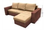 Coltar extensibil Toledo, 226x145x79 cm, 2 lazi depozitare, Reversibil, Maro/CremInterval lungime: Peste 200 cm | Tip: Extensibila | Material cadru: Lemn + Pal + MDF | Forma: Coltar | Material tapiterie: Textil; Piele ecologica | Numar locuri: 3 - imagine 3