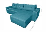 Coltar extensibil Venice, 287x169x96 cm, cu lada de depozitare, AlbastruTip: Extensibila | Interval lungime: Peste 200 cm | Forma: Coltar | Material tapiterie: Textil | Numar locuri: 3 | Garantie: 2 ani - imagine 2