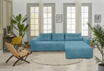 Coltar extensibil Venice, 287x169x96 cm, cu lada de depozitare, AlbastruTip: Extensibila | Interval lungime: Peste 200 cm | Forma: Coltar | Material tapiterie: Textil | Numar locuri: 3 | Garantie: 2 ani