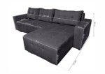 Coltar extensibil Venice, 287x169x96 cm, cu lada de depozitare, GraphiteTip: Extensibila | Interval lungime: Peste 200 cm | Forma: Coltar | Material tapiterie: Textil | Numar locuri: 3 | Garantie: 2 ani - imagine 2